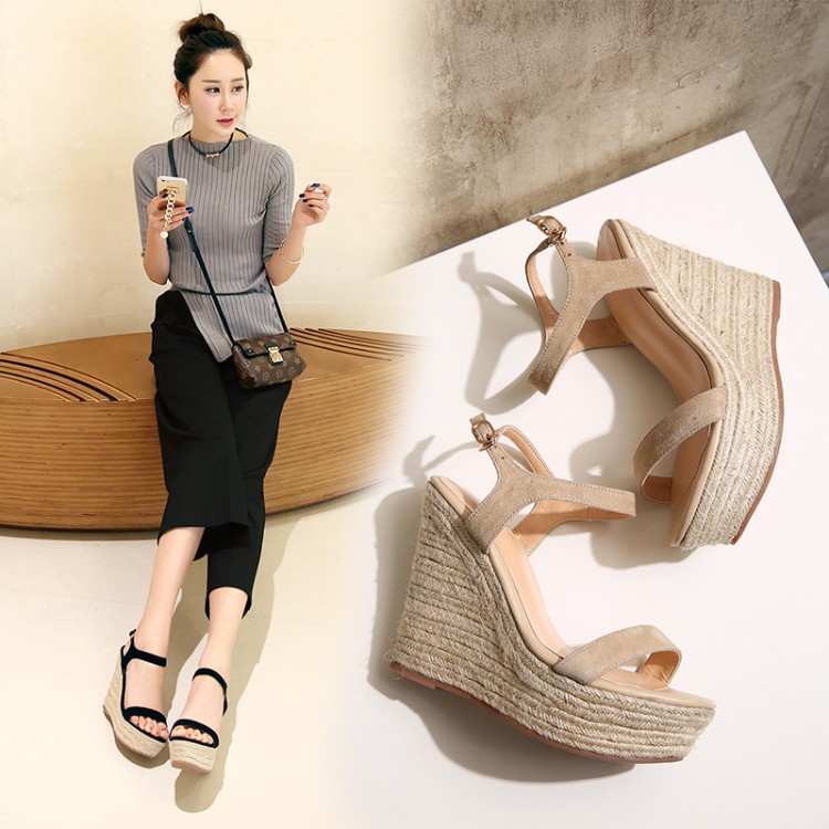 Women's Roman Platform Sandals - Suede Toe Ring High Heel Summer Shoes - Image 3