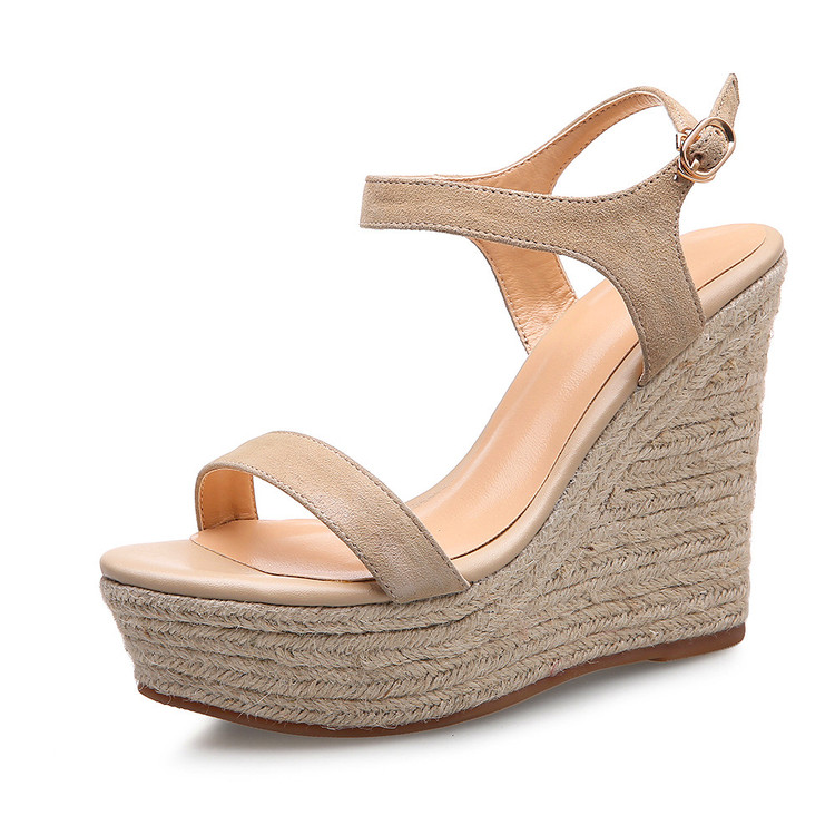 Women's Roman Platform Sandals - Suede Toe Ring High Heel Summer Shoes