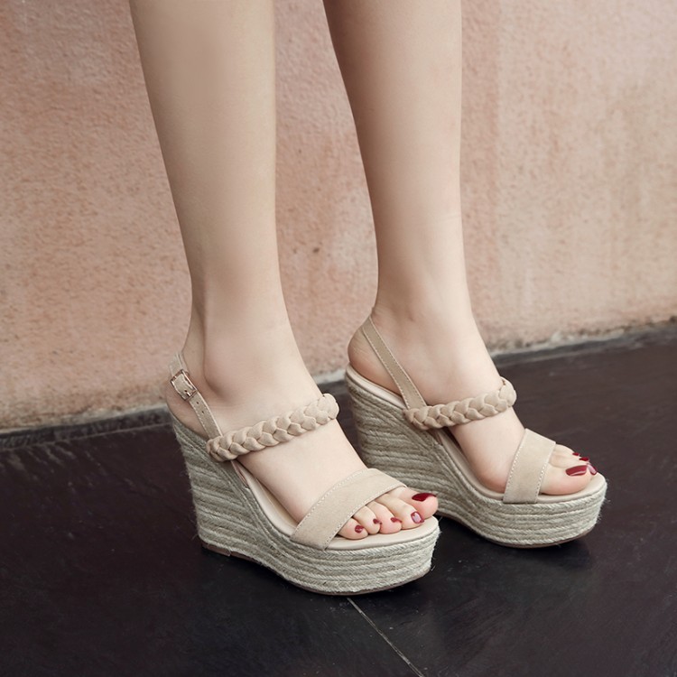 Women's Suede Platform High Heel Sandals with Cross Strap - Image 3