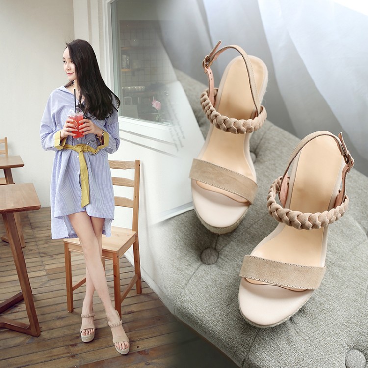 Women's Suede Platform High Heel Sandals with Cross Strap - Image 4