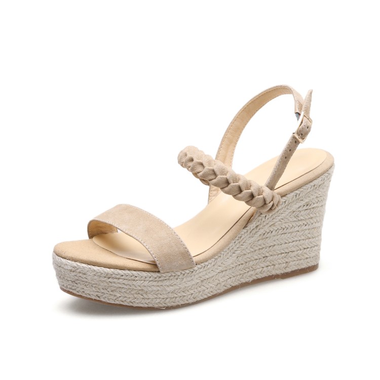 Women's High Heel Roman Sandals with Suede Upper and TPR Sole - Image 5