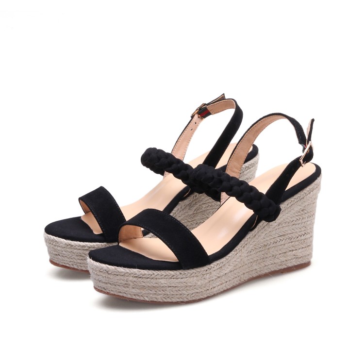 Women's High Heel Roman Sandals with Suede Upper and TPR Sole - Image 2