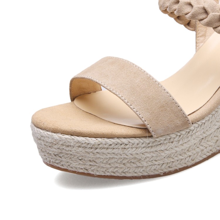 Women's High Heel Roman Sandals with Suede Upper and TPR Sole - Image 3