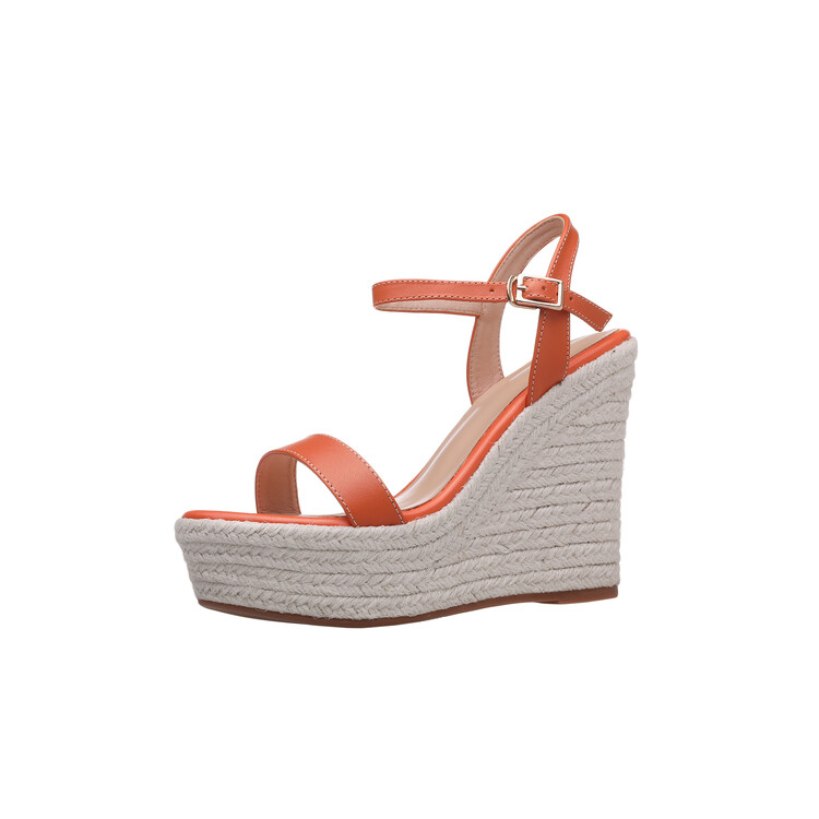 Women's Platform Wedge Sandals with T-Strap and Buckle - Image 5