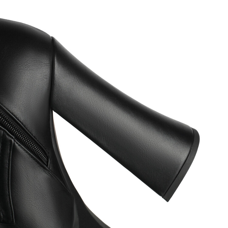 Punk Over-the-Knee High Heel Boots with Metal Decor and Lace-Up - Image 4