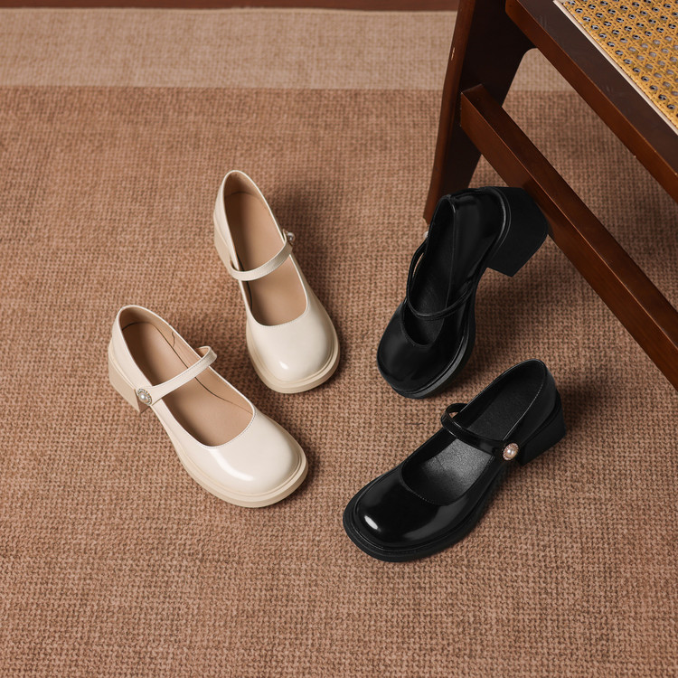 Minimalist PU Chunky Mid Heel Round Toe Women's Shoes - Style s.html - Image 2