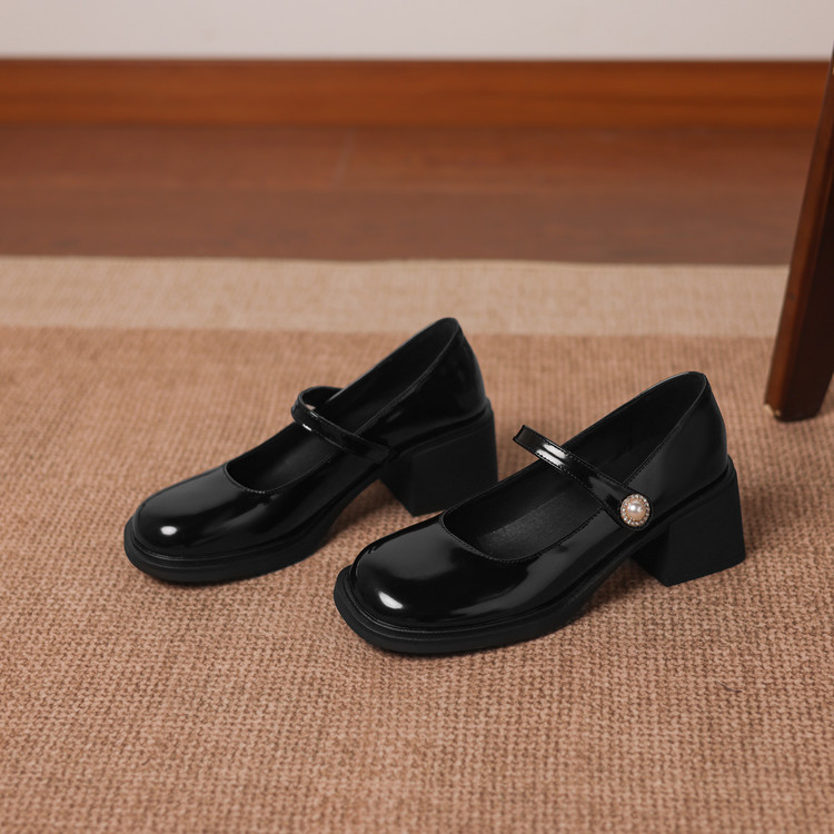 Minimalist PU Chunky Mid Heel Round Toe Women's Shoes - Style s.html - Image 3