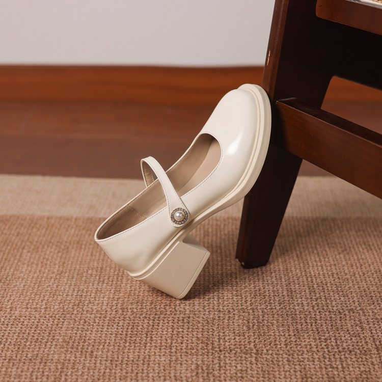 Minimalist PU Chunky Mid Heel Round Toe Women's Shoes - Style s.html - Image 5