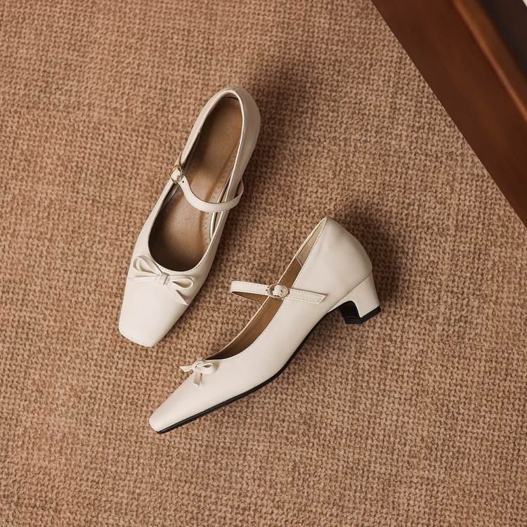 Women's Minimalist Square Toe Chunky Mid Heel Shoes - Style c.html - Image 4