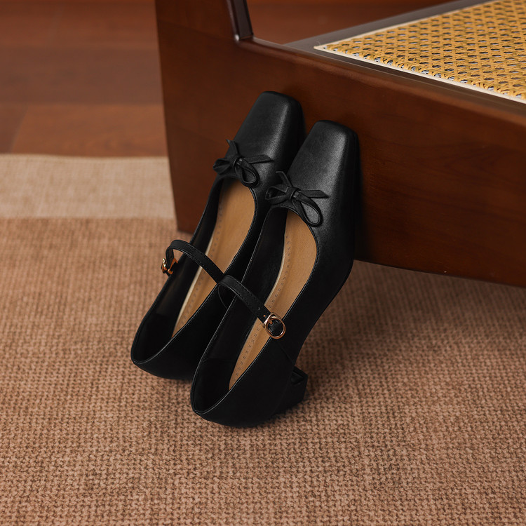 Women's Minimalist Square Toe Chunky Mid Heel Shoes - Style c.html - Image 5