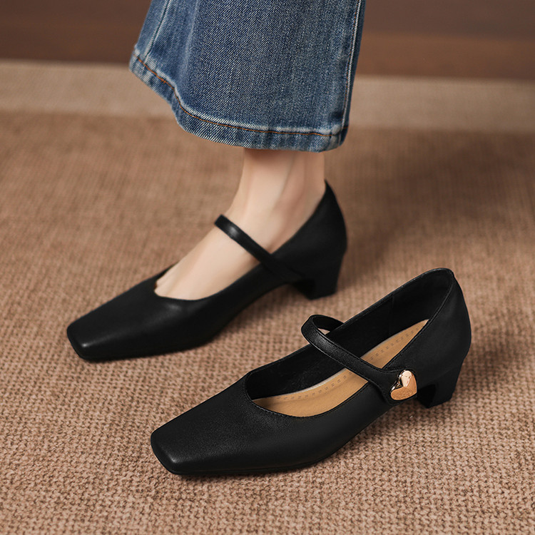 Minimalist Square Toe Chunky Mid Heel Pumps for Women - Style e.html