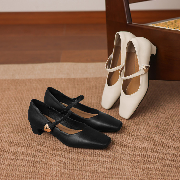 Minimalist Square Toe Chunky Mid Heel Pumps for Women - Style e.html - Image 2