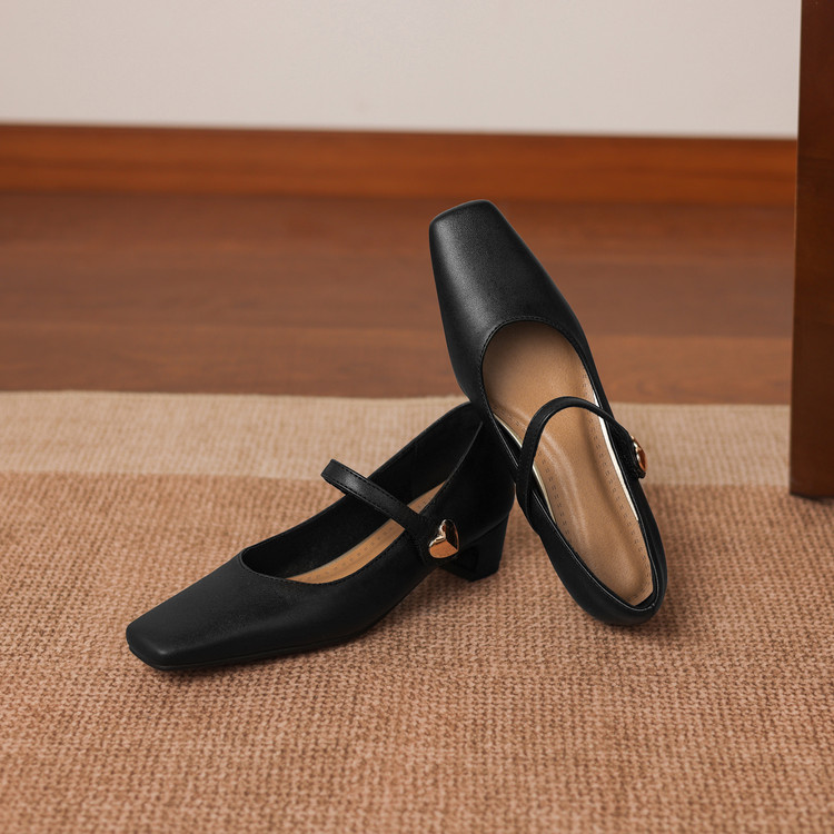 Minimalist Square Toe Chunky Mid Heel Pumps for Women - Style e.html - Image 5