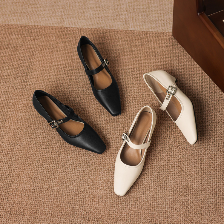 Women's Minimalist Square Toe Chunky Mid Heel Shoes - Style g.html - Image 2