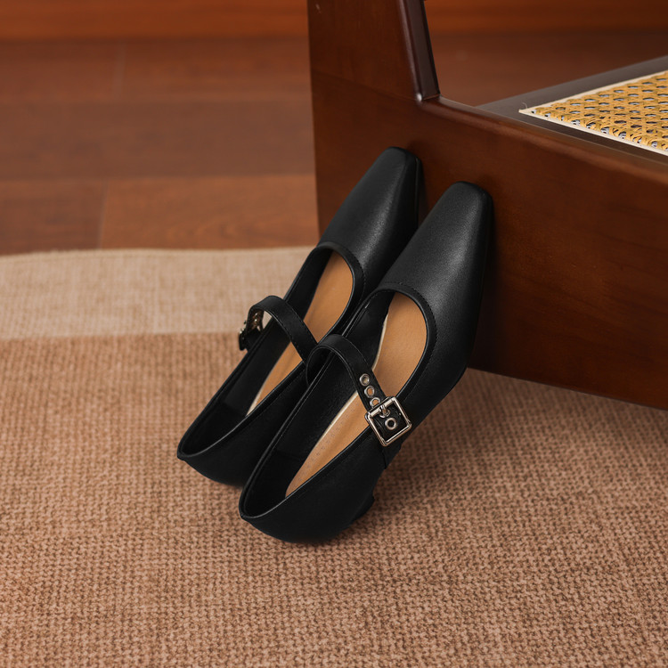 Women's Minimalist Square Toe Chunky Mid Heel Shoes - Style g.html - Image 5