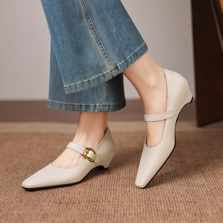 Minimalist Square Toe Chunky Mid Heel Pumps - Style a.html