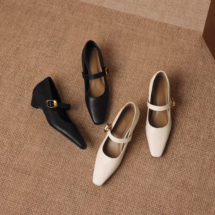 Minimalist Square Toe Chunky Mid Heel Pumps - Style a.html - Image 2