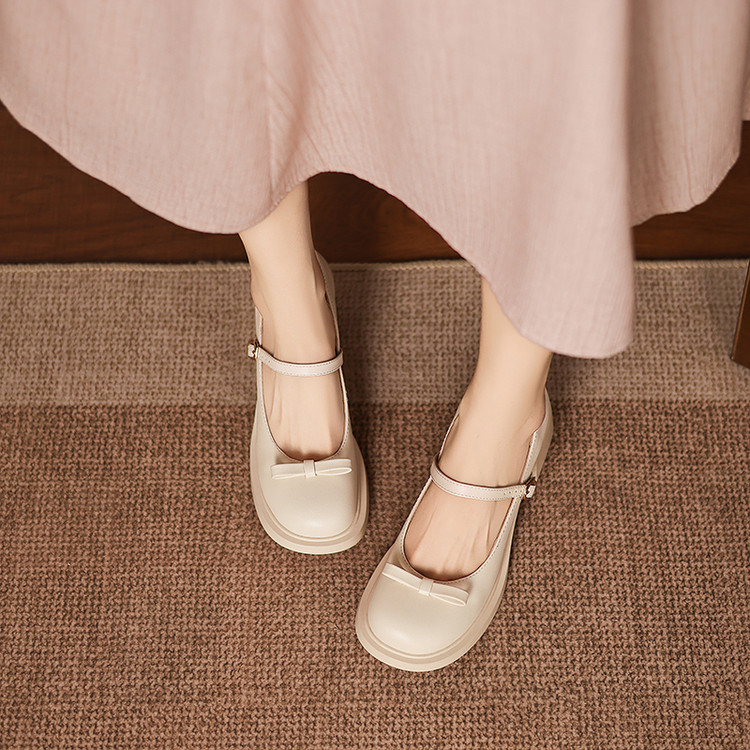 Minimalist Chunky Heel Round Toe Women's Shoes
