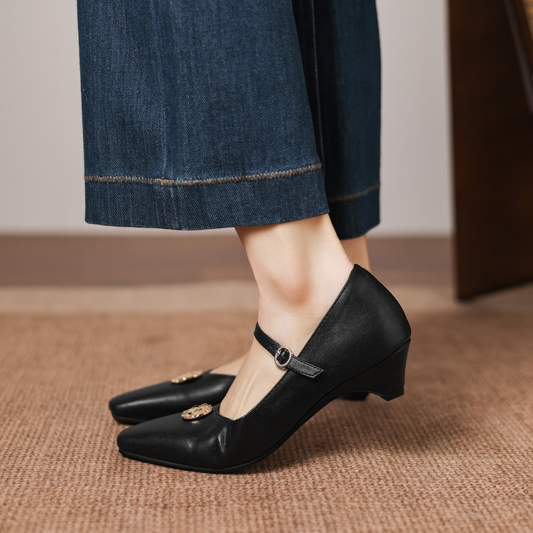 Minimalist Square Toe Chunky Mid Heel Pumps - Style q.html - Image 3