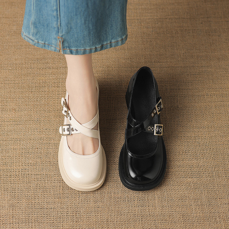 Minimalist Mid Heel Chunky Round Toe Women's Shoes - Style m.html