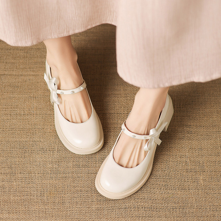 Minimalist Mid Heel Chunky Round Toe Women's Shoes - Style k.html