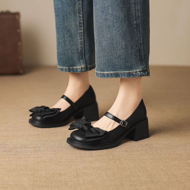 Minimalist Mid Chunky Heel Round Toe Women's Fashion Shoes - Style o.html - Image 3