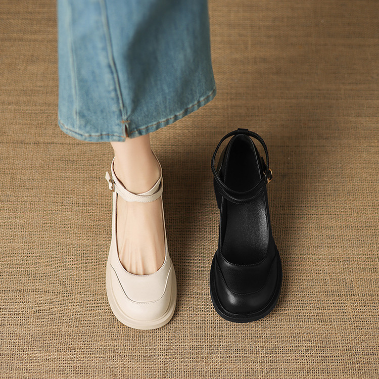 Minimalist Chunky Heel Round Toe Fashion Shoes
