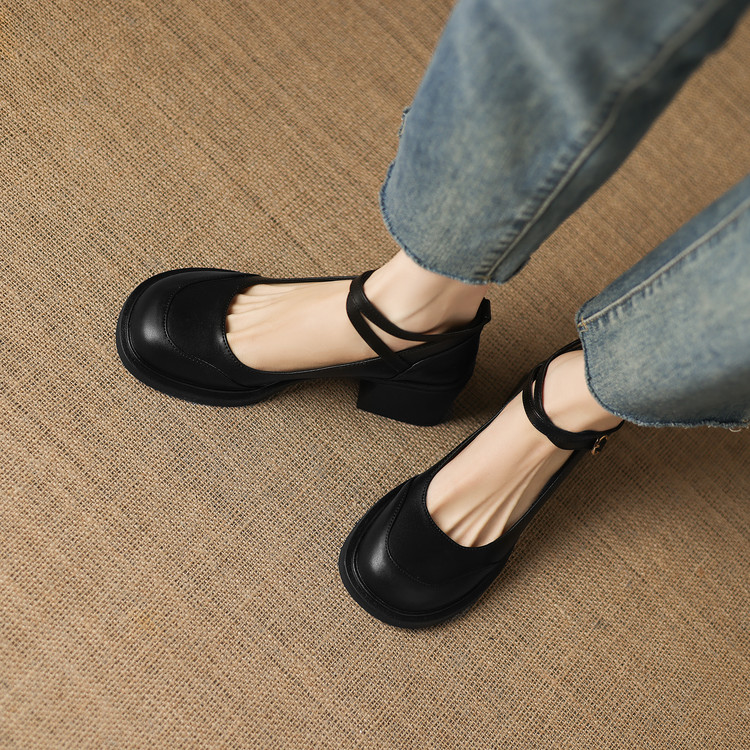 Minimalist Chunky Heel Round Toe Fashion Shoes - Image 3