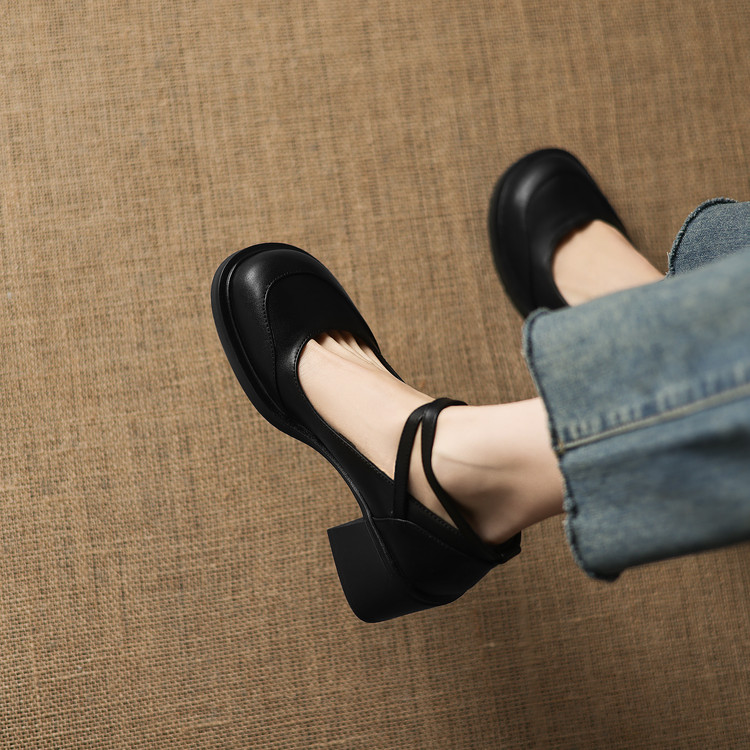 Minimalist Chunky Heel Round Toe Fashion Shoes - Image 4