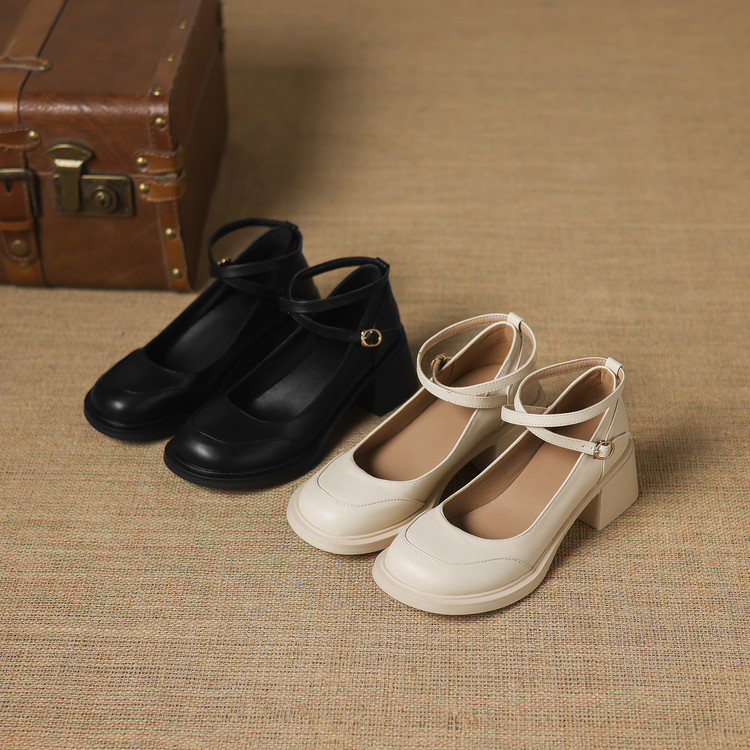 Minimalist Chunky Heel Round Toe Fashion Shoes - Image 5